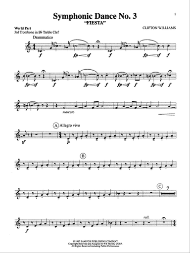 Symphonic Dance No. 3 ("Fiesta"): WP 3rd B-flat Trombone T.C.