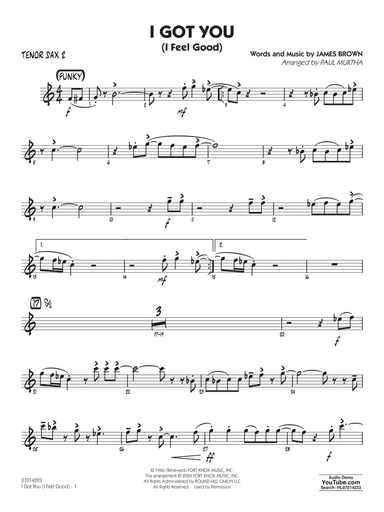 I Got You (I Feel Good) (arr. Paul Murtha) - Tenor Sax 2