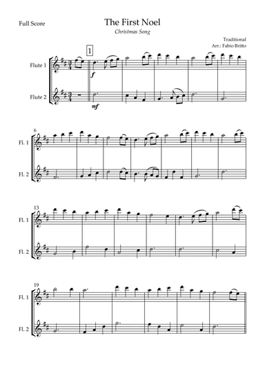 The First Noel (Christmas Song) for Flute Duo