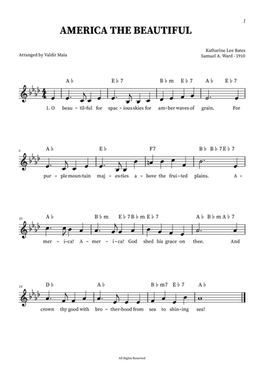 America The Beautiful - Leadsheet in A-flat
