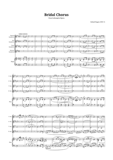Bridal Chorus by Wagner for Sax Quartet and Piano