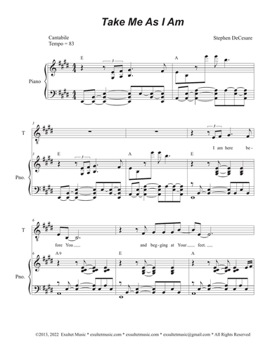 Take Me As I Am (Duet for Tenor and Bass solo)