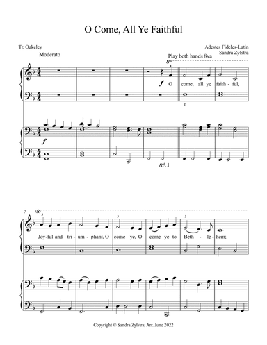 O Come, All Ye Faithful (elementary piano with optional dut)