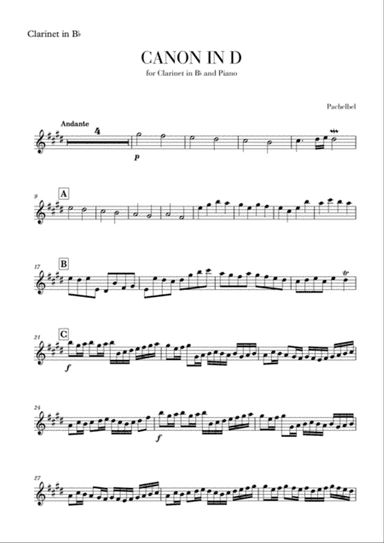Canon in D for Clarinet