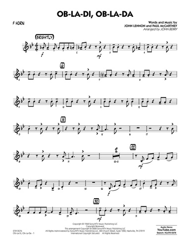 Ob-La-Di, Ob-La-Da (arr. John Berry) - F Horn