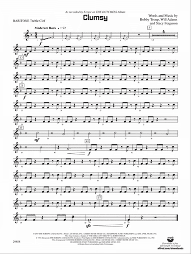 Clumsy (as recorded by Fergie on the album The Dutchess): Baritone T.C.