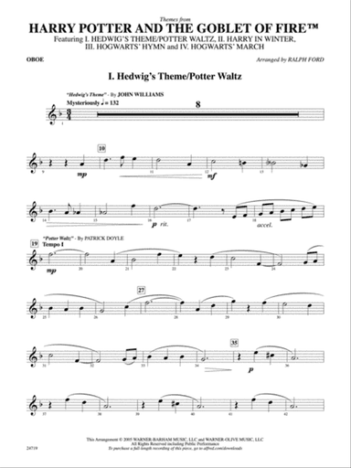 Harry Potter and the Goblet of Fire, Themes from: Oboe