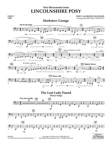 Two Movements from Lincolnshire Posy (arr. Michael Sweeney) - Pt.5 - Tuba