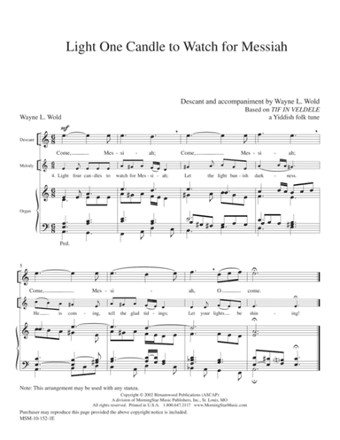 Light One Candle to Watch for Messiah (Descant and Alternate Harmonization)