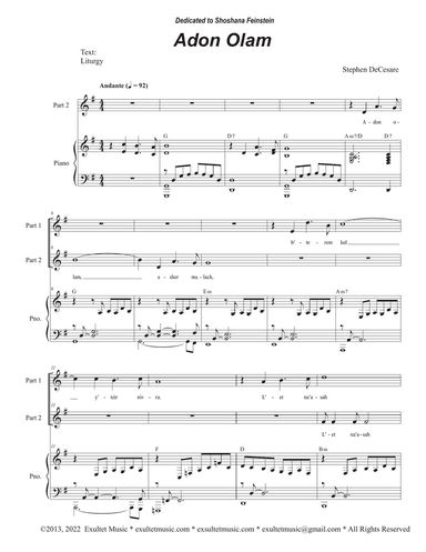 Adon Olam (2-part choir)