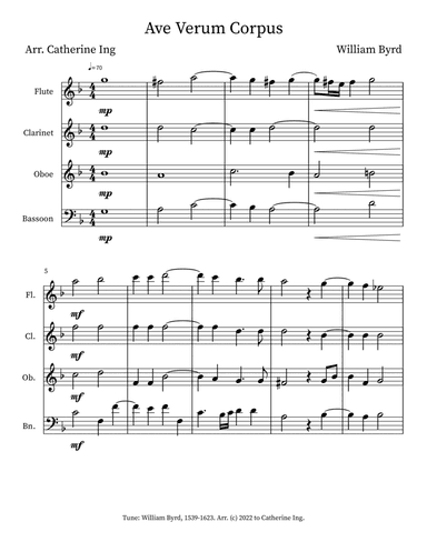 Ave Verum Corpus - Woodwind Quartet