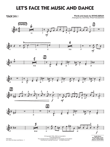 Let's Face the Music and Dance (arr. Michael Philip Mossman) - Tenor Sax 1