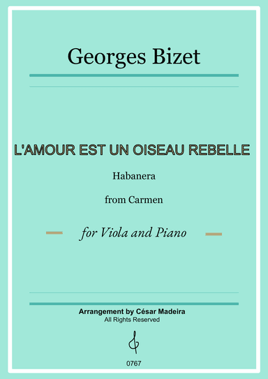 Habanera from Carmen by Bizet - Viola and Piano (Full Score and Parts)