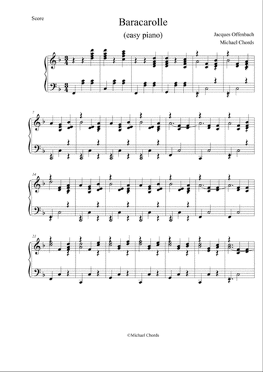 barcarolle (Offenbach) EASY PIANO
