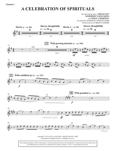 A Celebration of Spirituals - Bb Clarinet 1