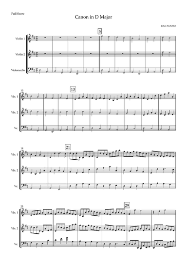 Canon in D Major (Johann Pachelbel) for String Trio