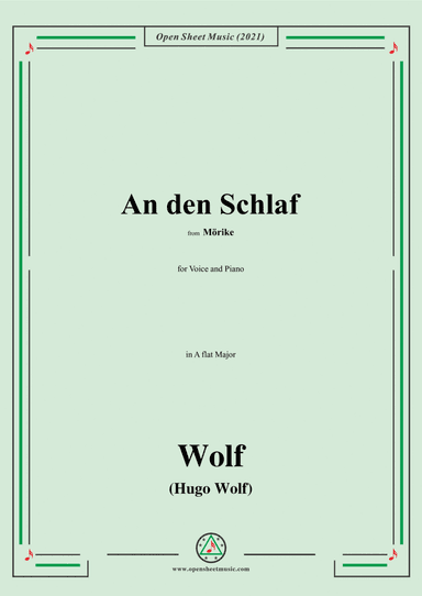 Wolf-An den Schlaf.Schlaf!in A flat Major,IHW 22 No.29,from Morike-Lieder,for Voice and Piano