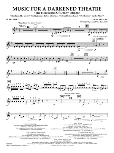 Music for a Darkened Theatre (The Film Scores of Danny Elfman) (arr. Brown) - Bb Trumpet 3