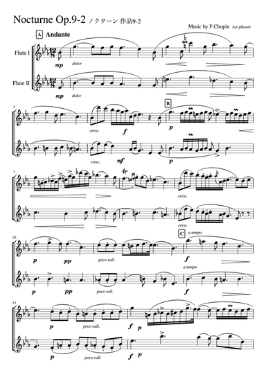 "Nocturne op.9-2 " Flute duet non accom paniment