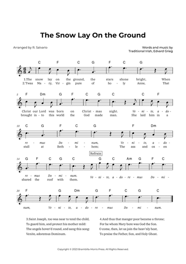 The Snow Lay On the Ground (Key of C Major)