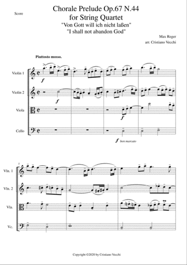Chorale Prelude Op.67 N.44 for String Quartet