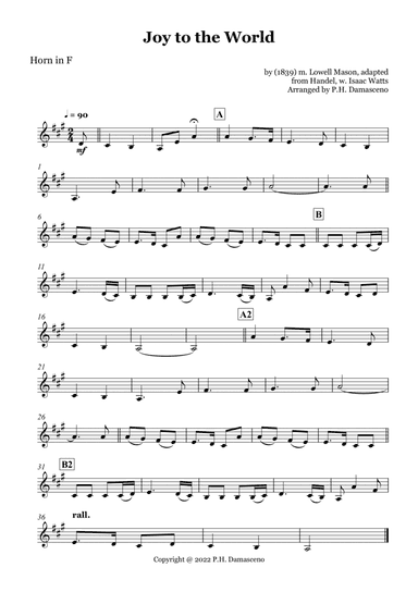 Joy to the World - Horn in F Solo
