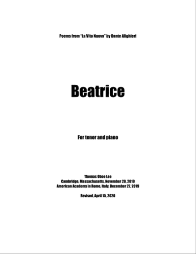 Beatrice (2019) for tenor and piano