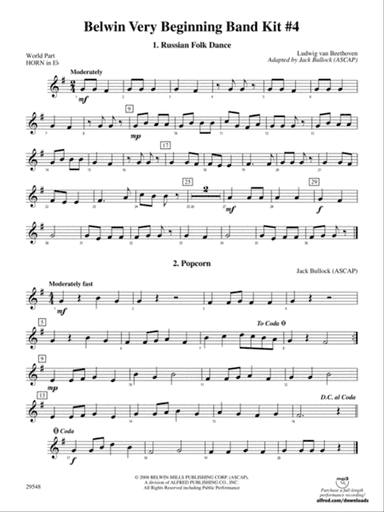 Belwin Very Beginning Band Kit #4: (wp) 1st Horn in E-flat