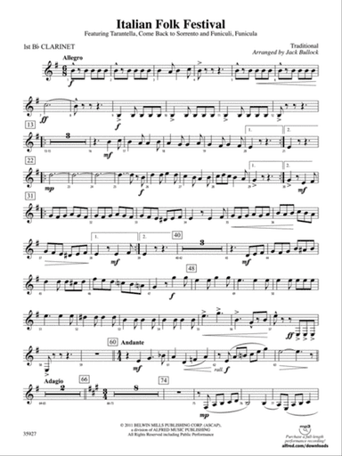 Italian Folk Festival: 1st B-flat Clarinet