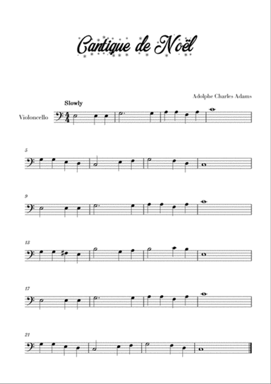 Cantique de Noël (for Cello)