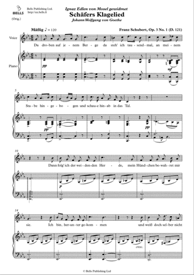 Schafers Klagelied, Op. 3 No. 1 (second version) (Original key. C minor)