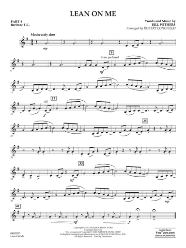 Lean on Me (arr. Robert Longfield) - Pt.4 - Baritone T.C.