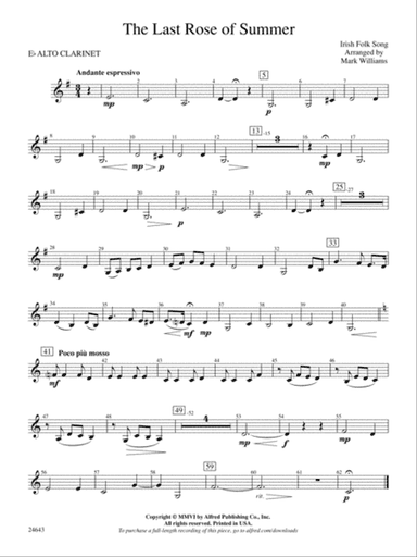 The Last Rose of Summer: E-flat Alto Clarinet