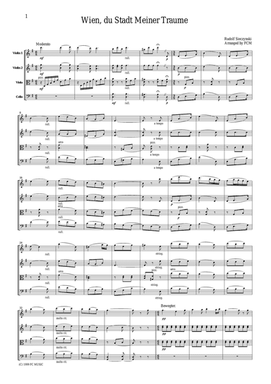 Sieczynsky Wien, du Stadt meiner Traume (Vienna, City of my Dreams), for string quartet, CS301