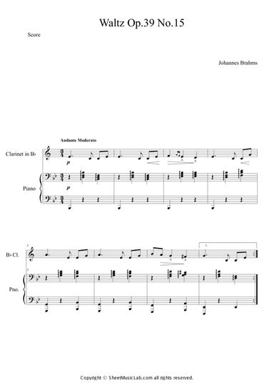 Waltz op.39 no.15 Easy Version in Bb