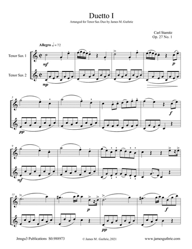 Stamitz: Duet Op. 27 No. 1 for Tenor Sax Duo