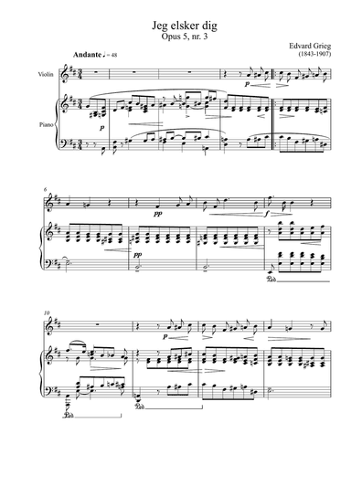 Edvard Grieg - Jeg elsker dig (Ich Liebe dich) Violin Solo