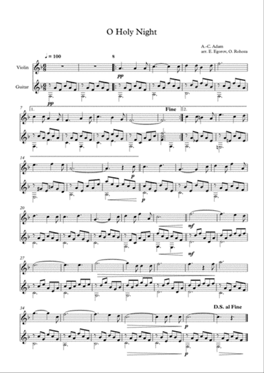 O Holy Night, Adolphe-Charles Adam, For Violin & Guitar