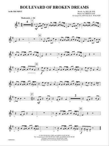 Boulevard of Broken Dreams: 1st B-flat Trumpet