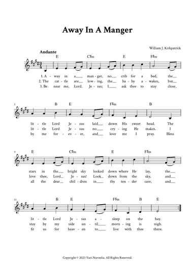 Away In A Manger - Lead Sheet (E Major)