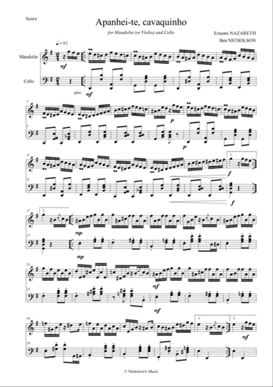 Apanei-te, cavaquinho for Mandolin (or Violin) and Cello