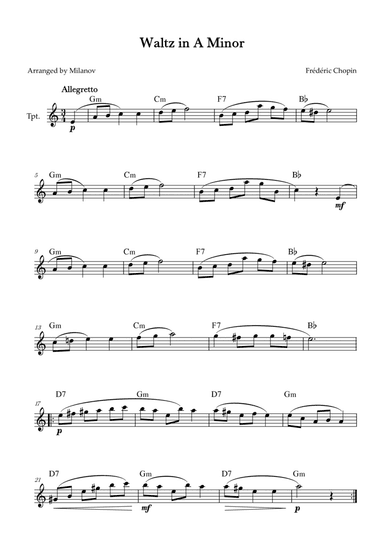 Waltz in A Minor | B. 150, Op. Posth. | Chopin | Trumpet | Chords