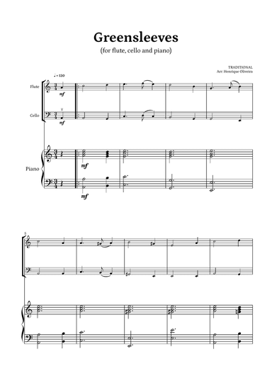 What Child Is This? (Greensleeves) - for flute, cello and piano