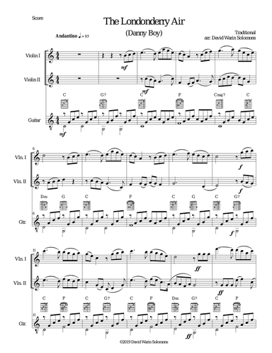 The Londonderry Air (Oh Danny Boy) for 2 violins and guitar