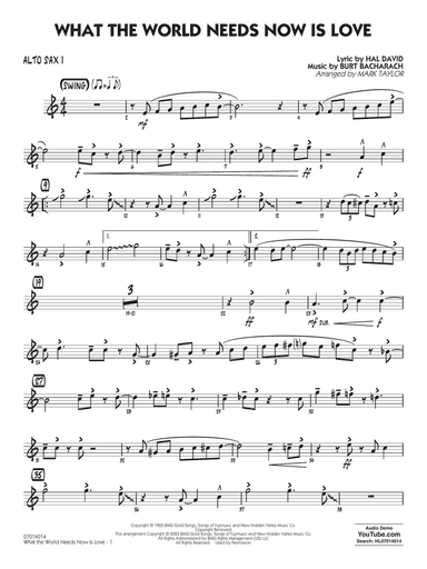 What The World Needs Now Is Love (arr. Mark Taylor) - Alto Sax 1