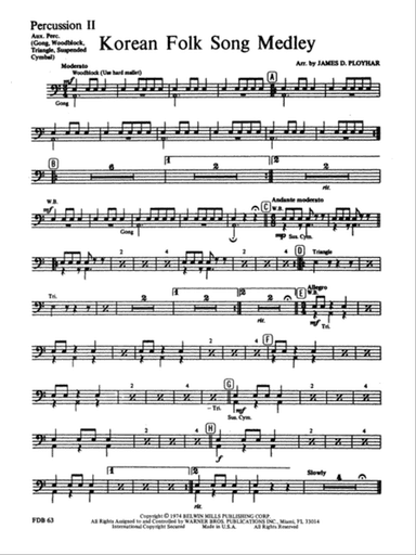 Korean Folk Song Medley: 2nd Percussion