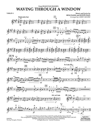 Waving Through a Window (from Dear Evan Hansen) (arr. Larry Moore) - Violin 1