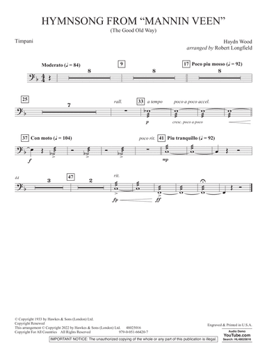 Hymnsong from "Mannin Veen" (arr. Robert Longfield) - Timpani