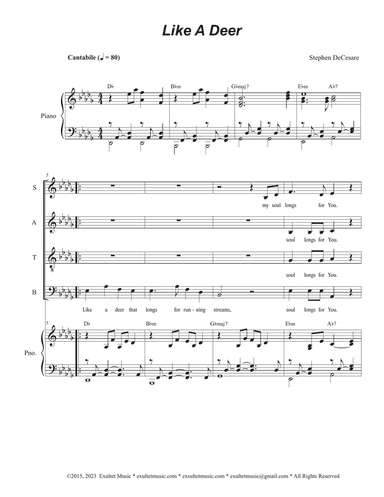 Like A Deer (Vocal Quartet - (SATB)