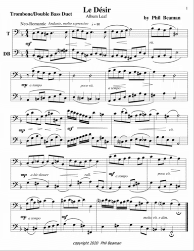 Le Désir-trombone-double bass duet